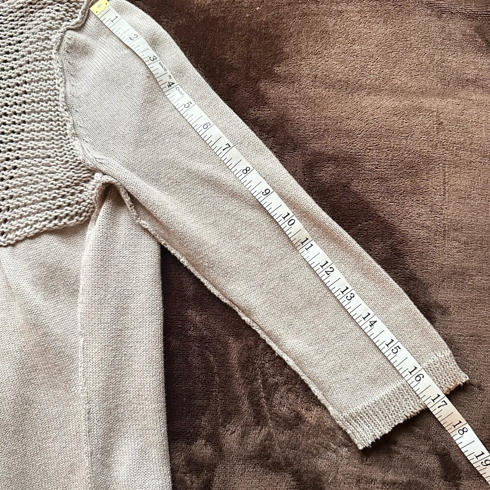 Banana Republic 100% Cotton Gray Mesh Knit Cardigan Altered 3/4 Sleeve Size S - Picture 8 of 10